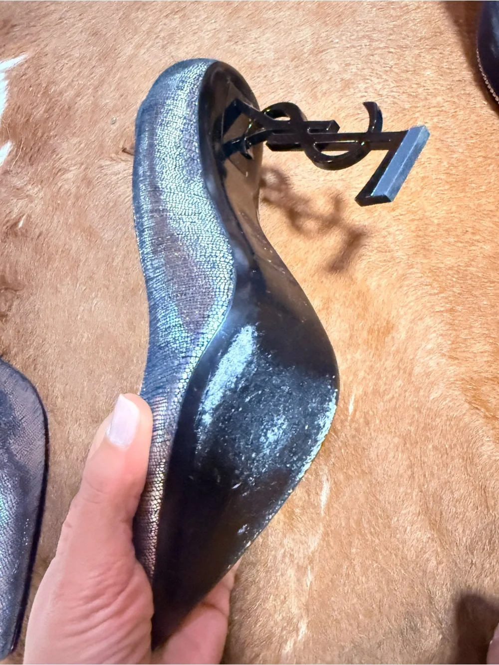 Saint Laurent Silver Pointed-Toe Heels - Picture 3 of 4